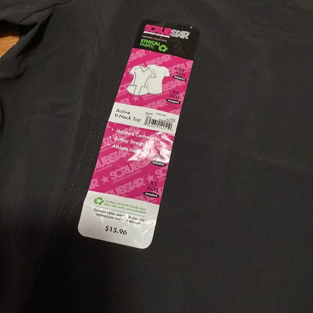 NWT Scrubstar Women's Seasonal Solid Contrast V-Neck Scrub Top - Picture 2 of 10